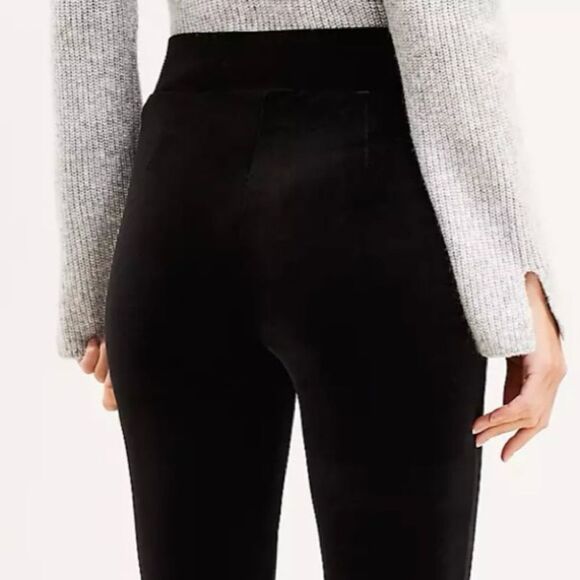 LOFT L Black Velvet Pull On Leggings - Picture 5 of 16
